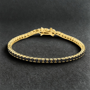 צמיד טניס שחור/זהב