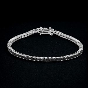 צמיד טניס שחור-כסף- 3mm