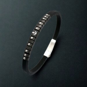 צמיד קשיח שחור עוגן